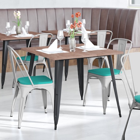 Flash Furniture White Metal Stack Chair with Mint Poly Resin Seat CH-31230-WH-PL1M-GG